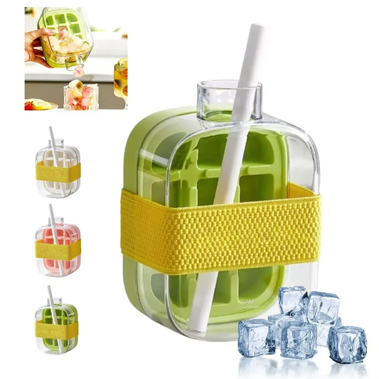Ice Cube Bottle with Straw